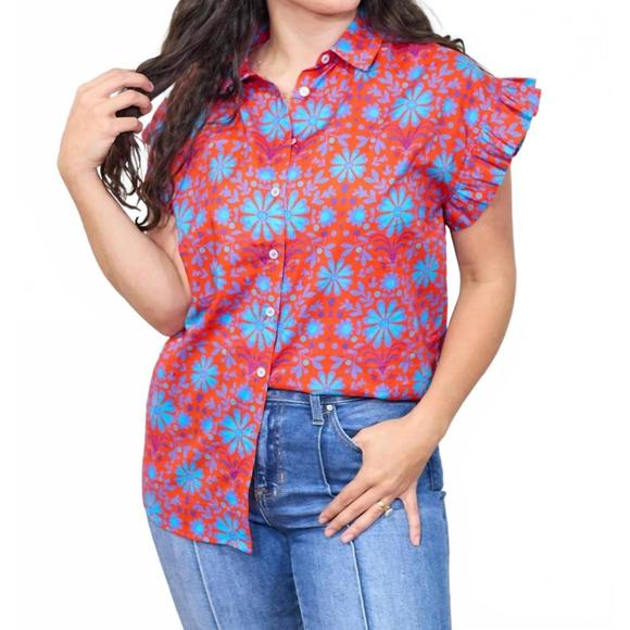 NEW LAYERZ CLOTHING stevie top in red & blue - Picture 1 of 3